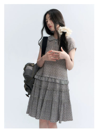"Weekend Diary" Ruffle Tiered Polo Midi Dress