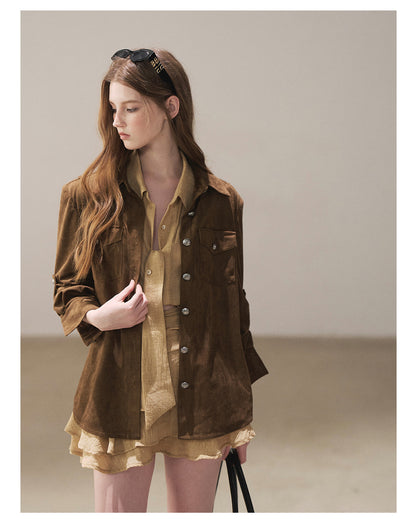 170726 "Scattered Across the Dunes" Rich Cocoa Utility Shirt with Belt