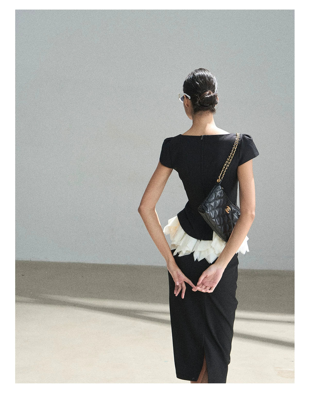 "Her Black & White Poem" Elegant Contrast Two-Piece Set