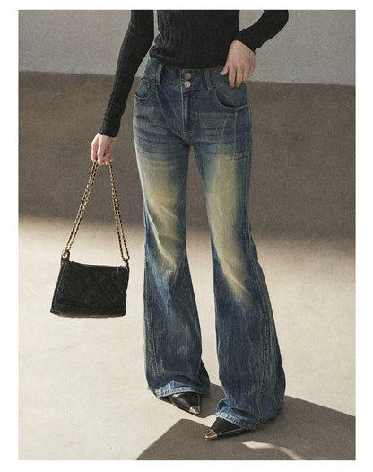 AOMALM - “Her Shoreline” American Vintage Slim Flare Jeans (Rock Black / Vintage Blue)