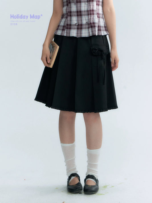 "Midnight Academy" Black Pleated Mini Skirt