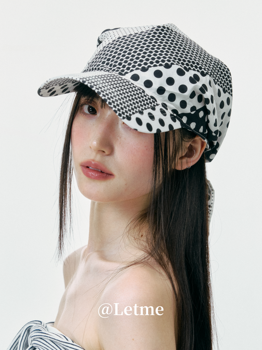 Polka Dot Color-Block Headscarf Cap – Korean Style Baseball Hat