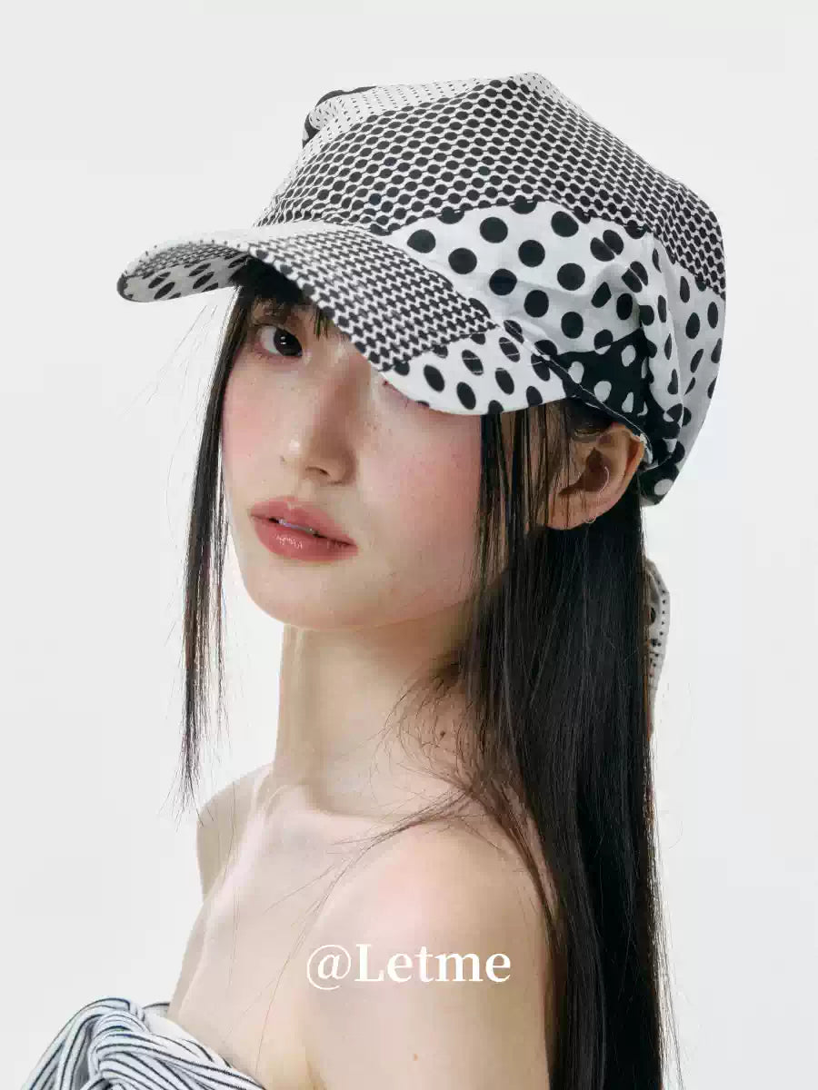 Polka Dot Color-Block Headscarf Cap – Korean Style Baseball Hat