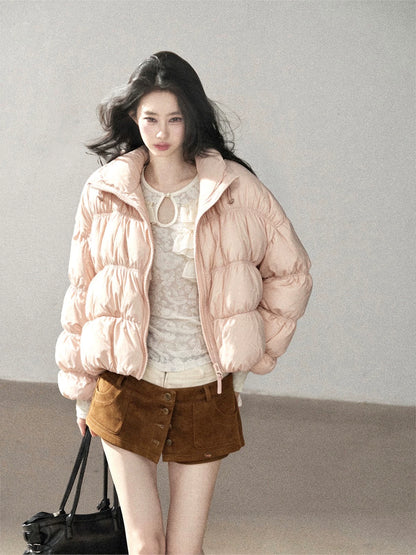 AOMALM - “She Gazes at Snow” 90% White Duck Down Puffer Jacket – Dusty Lilac