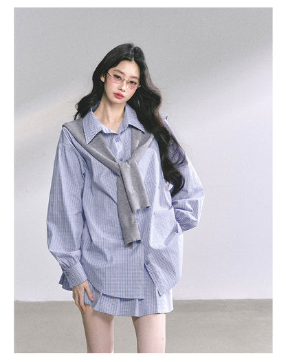 少也眼 "Felton Academy" Relaxed Korean Preppy Two-Piece Set 97842551