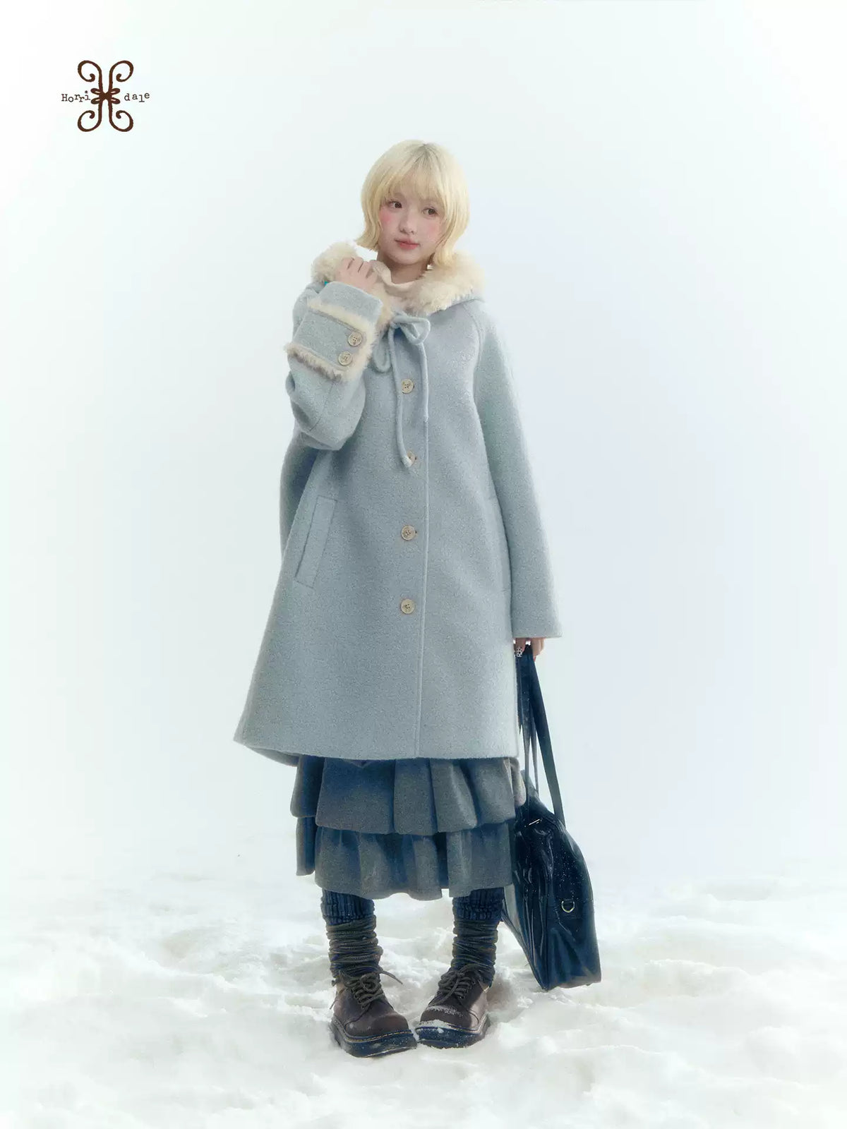 Horridale - Light Gray Pleated Knit Bubble Skirt with Oversized Pockets