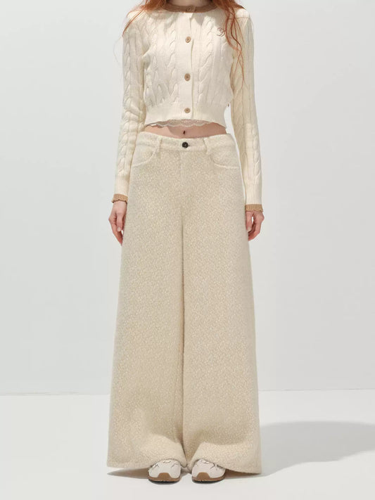 "冬迹序曲" Speckled Two-Tone Textured Winter Trousers (Beige)