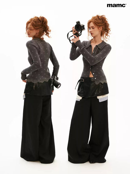 MAMC - Black Sleek Edge Wide-Leg Trousers