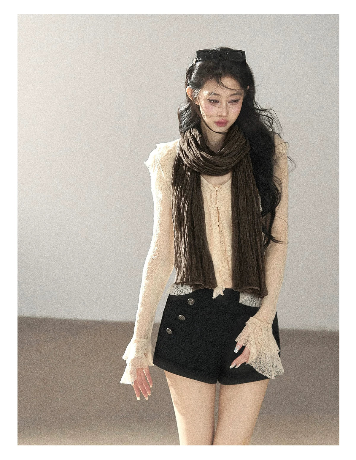 AOMALM - 100% Silk Sheer Fringe Scarf