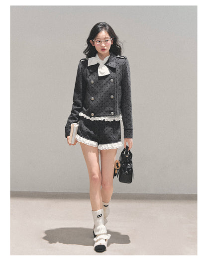 少也眼 “Reef of Memory” Wool Polka-Dot Preppy Two-Piece Set 1118