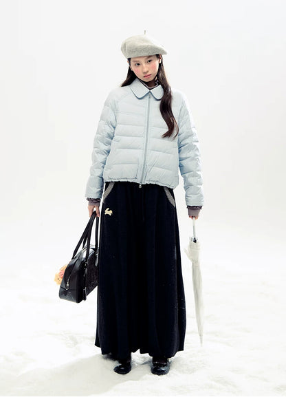 "Bunny Tea Party" Fleece-Lined Balloon Wide-Leg Pants (Hazelnut Brown/ Midnight Gray)