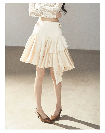 AOMALM - "Ginkgo & Evening Breeze" Dutch Cream French Satin Skirt