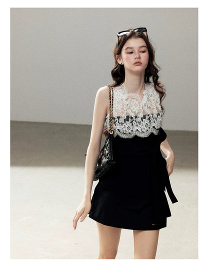 "The Quiet Strength" Black Iris Lace Sleeveless Crop Top