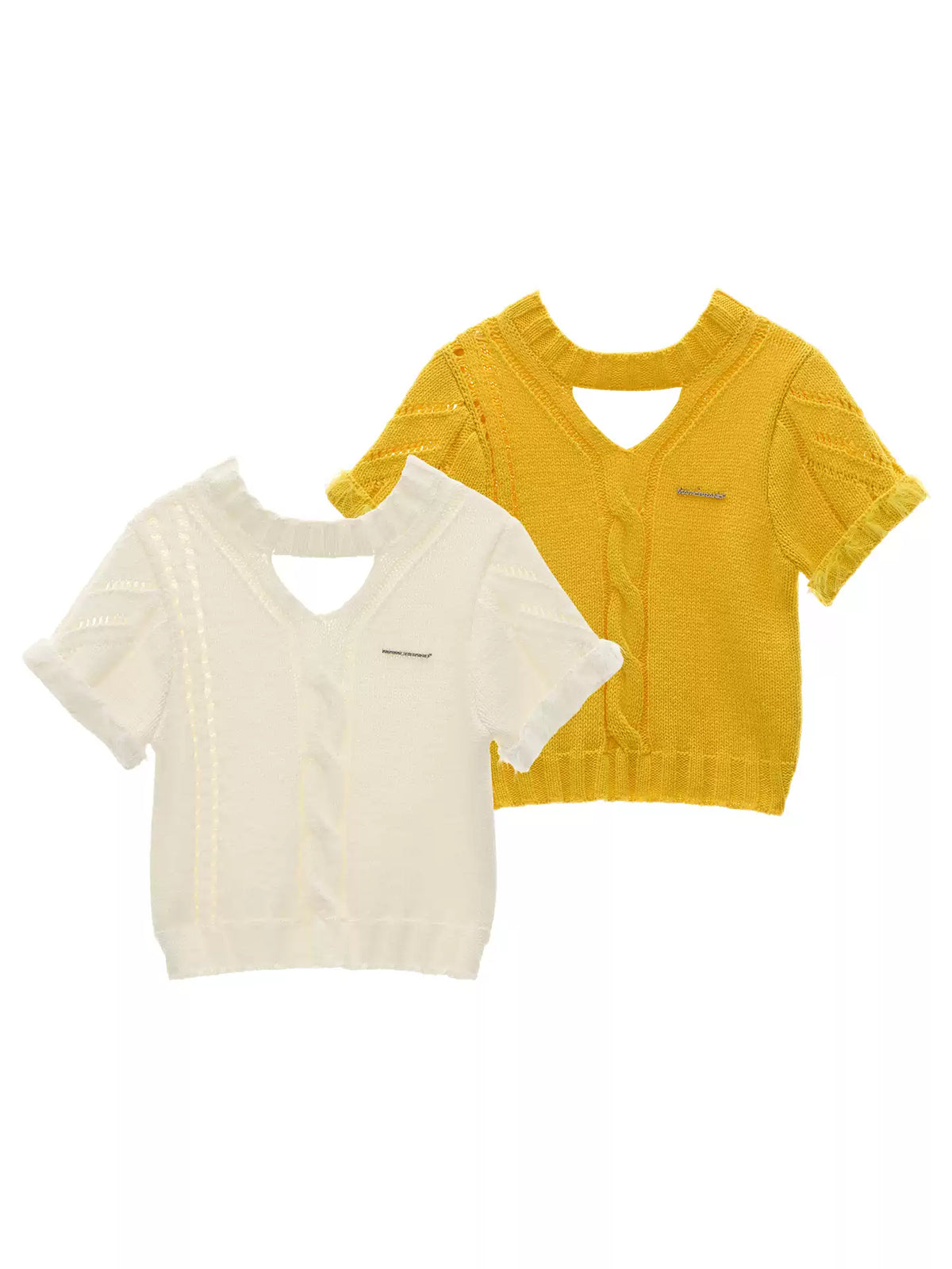MAMC - Sunny Muse Short-Sleeve Knit Top (Yellow / White)