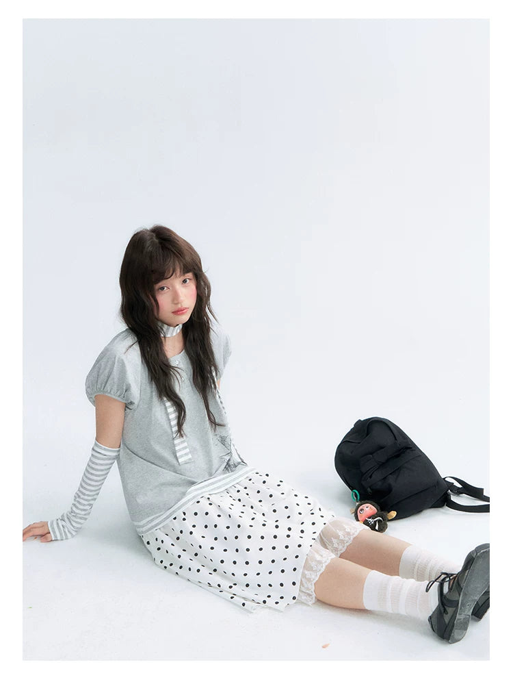 "Starlit Sketch" Heather Gray Graphic Knit T-Shirt