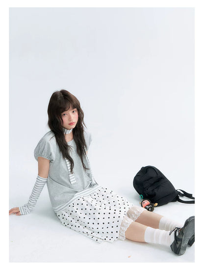 "Starlit Sketch" Heather Gray Graphic Knit T-Shirt