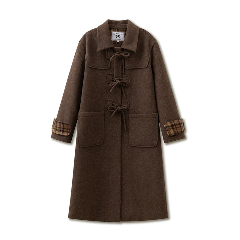 SunsetPark - Vintage Teddy Bear Bow Toggle Wool Coat (Blush Pink / Brown Bear)