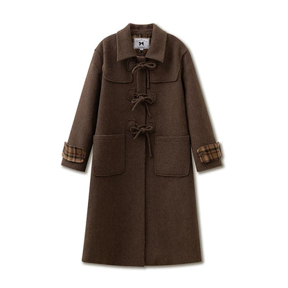 SunsetPark - Vintage Teddy Bear Bow Toggle Wool Coat (Blush Pink / Brown Bear)