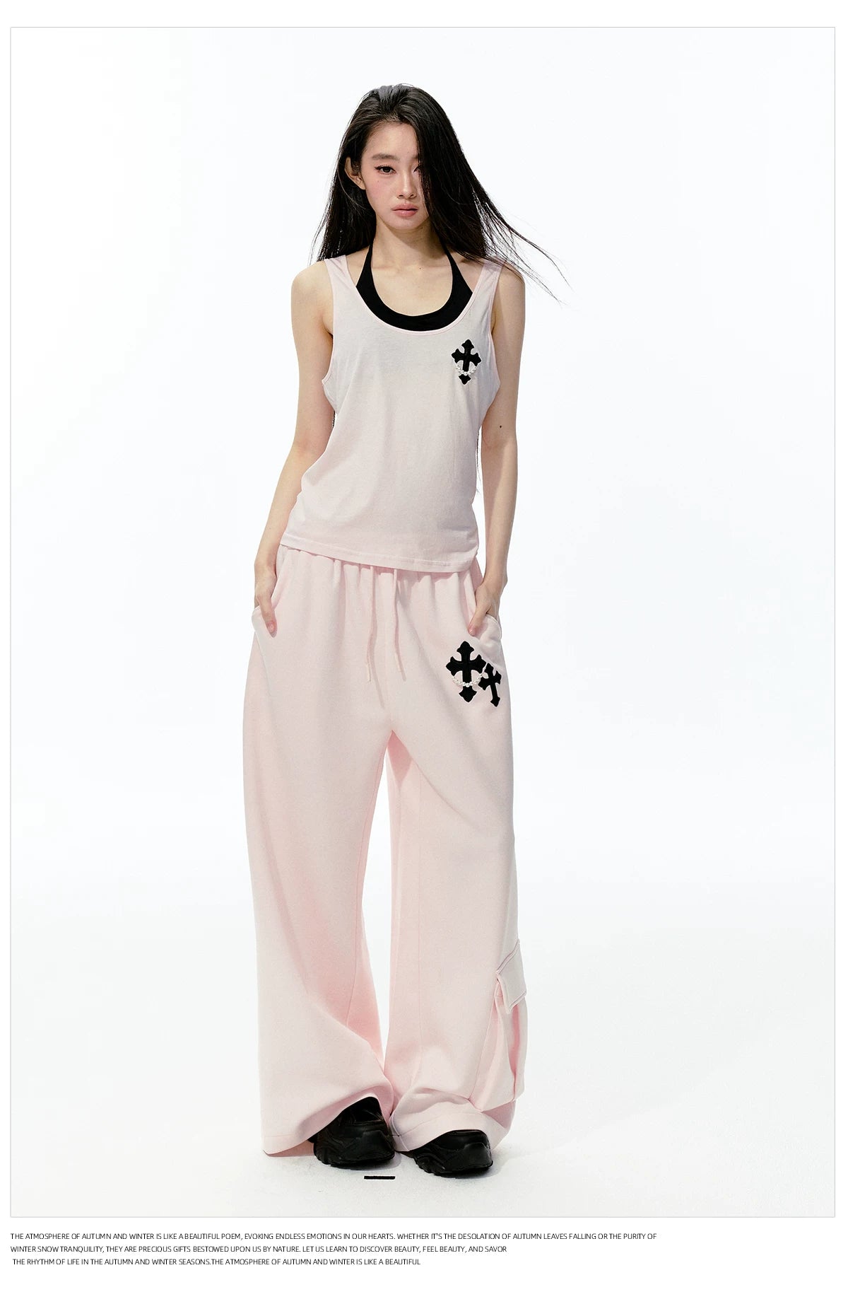 JN's DESIGN - Pink Layered Tank Top & Tulle-Overlay Sweatpants Set