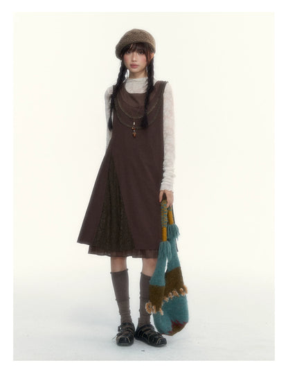 “Everyday Mist” Jacquard Lace Layering Top ( Ivory / Fog Gray )