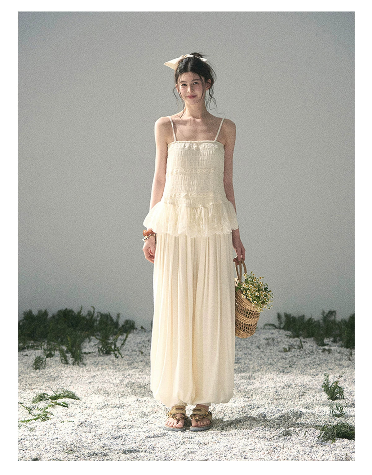 "Fallen Into Your Gaze" Dutch Cheese Lace Top & Jogger Pants Two-Piece Set