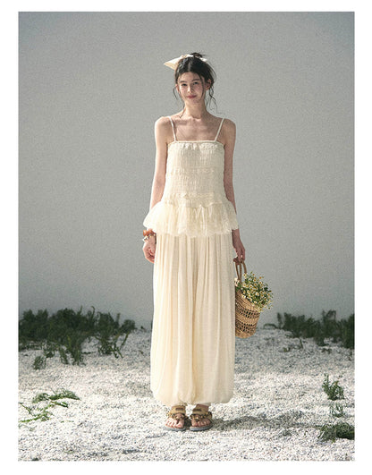 "Fallen Into Your Gaze" Dutch Cheese Lace Top & Jogger Pants Two-Piece Set