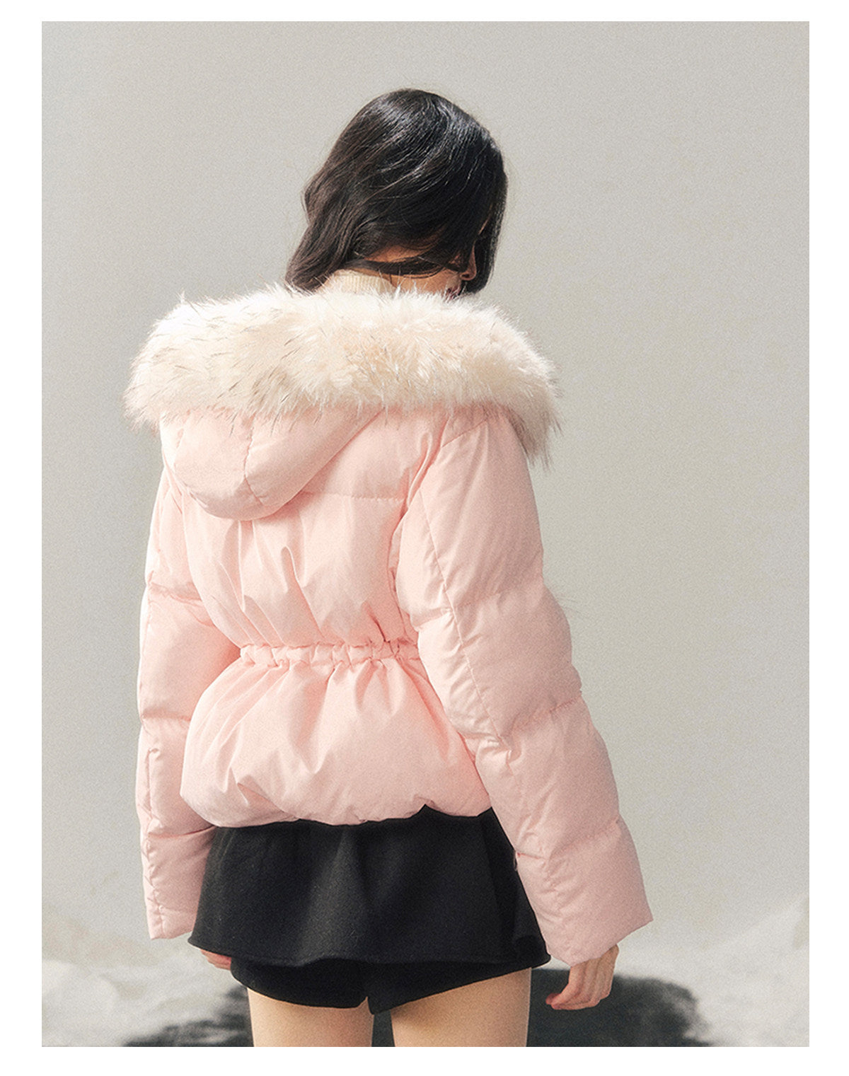 少也眼 "Snowfall on Her" White Duck Down Jacket – Soft Blush Edition