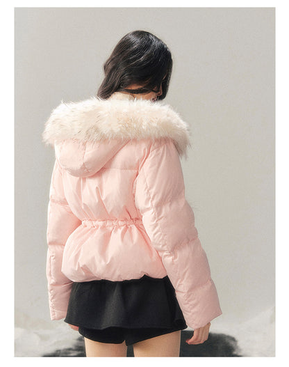 少也眼 "Snowfall on Her" White Duck Down Jacket – Soft Blush Edition