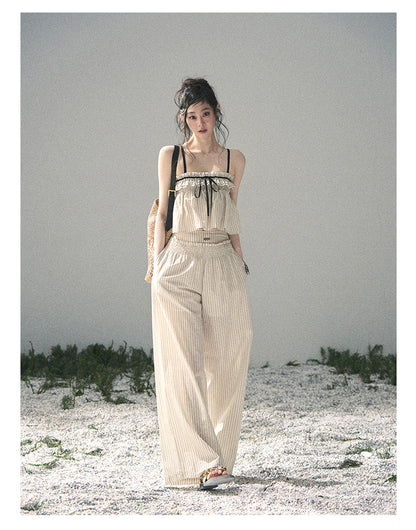 “Midsummer Woven Daydream” Dutch Cream Stripe Two-Piece Set