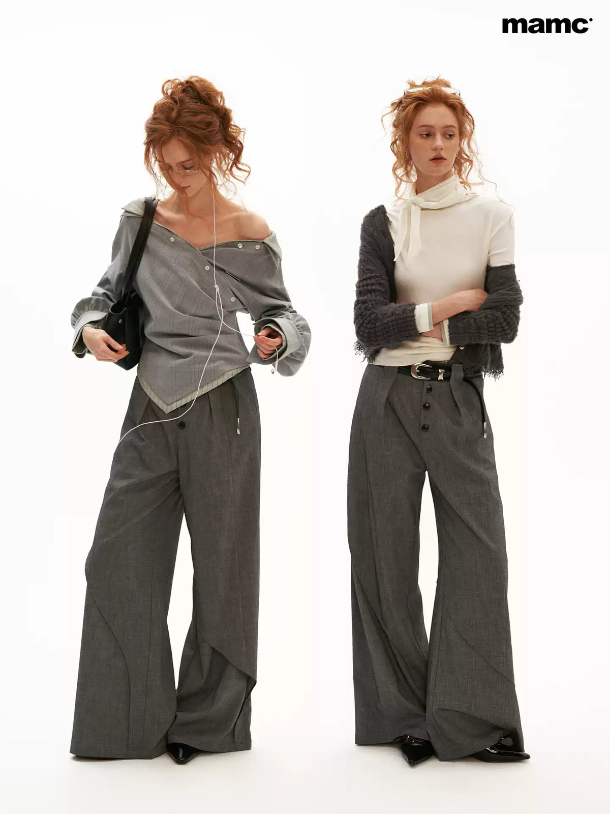 MAMC - Sculpted Linen-Blend Straight-Leg Trousers (Gray / Khaki)