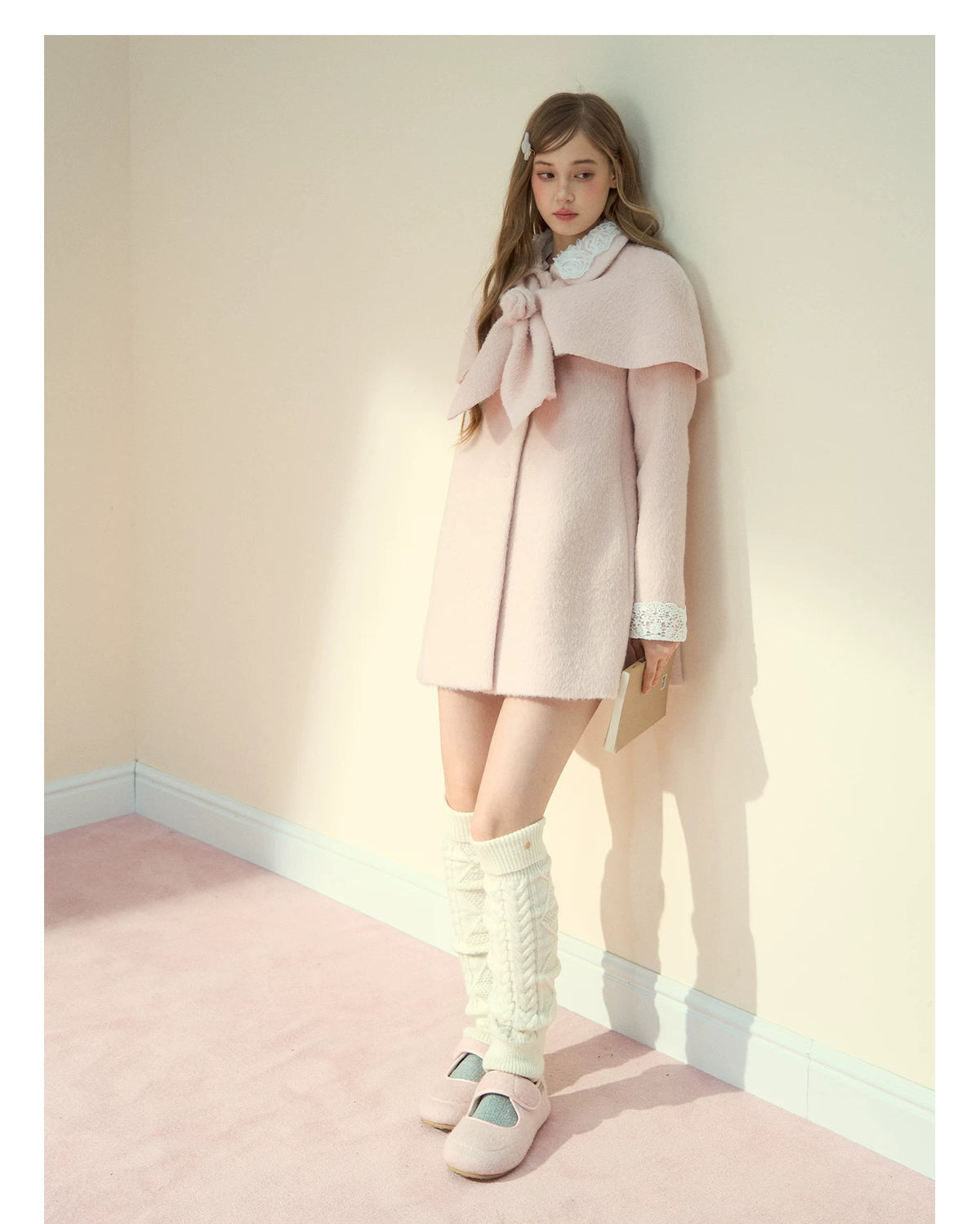 SunsetPark - "Everyday Heiress" Heiress Pink Cape Coat Set (Coat + Detachable Cape)