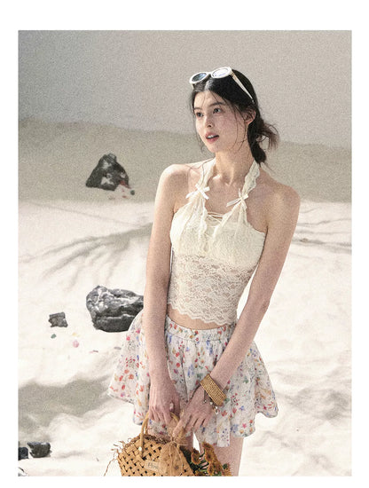 "Moss Whisper" Knit Sun Protection Cardigan & Cami Top