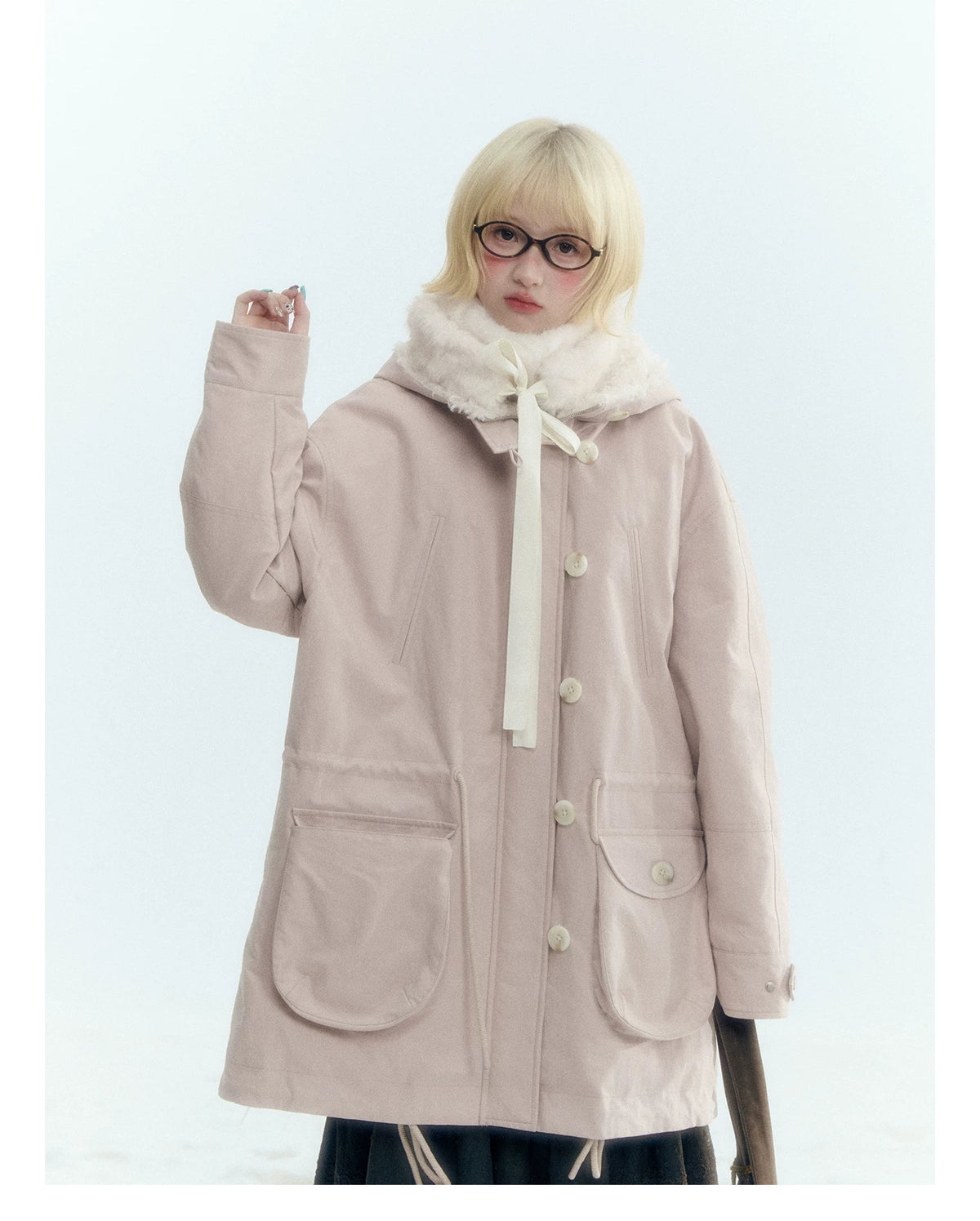 Horridale - [FREE GIFT] Vintage Bow-Tie Faux Fur Collar Scarf (Cream White / Brown)