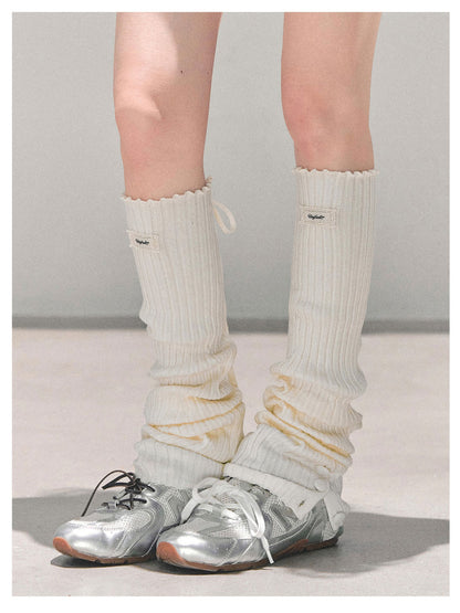 少也眼 “Whispered Warmth" Knit Winter Leg Warmers - Beige