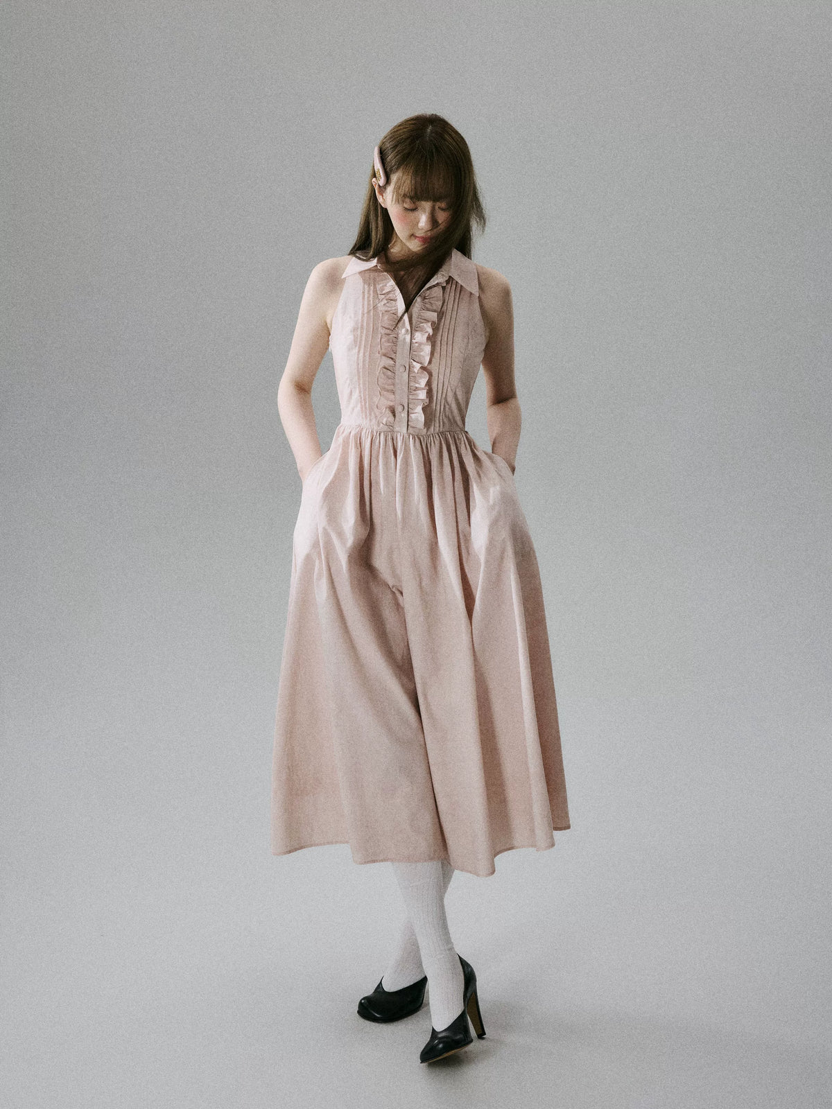 LOST FOREST - Cinnamon Pink Lyocell-Cotton Halter Maxi Dress