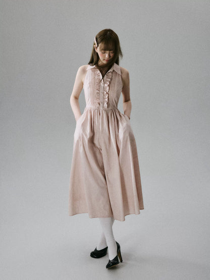 LOST FOREST - Cinnamon Pink Lyocell-Cotton Halter Maxi Dress