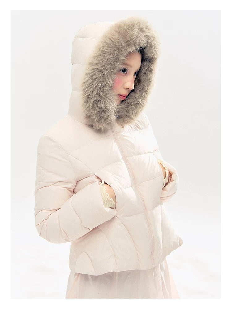 "Pink Bébé" Belle Pink Ballet Down Jacket & Quilted Bubble Mini Skirt Set