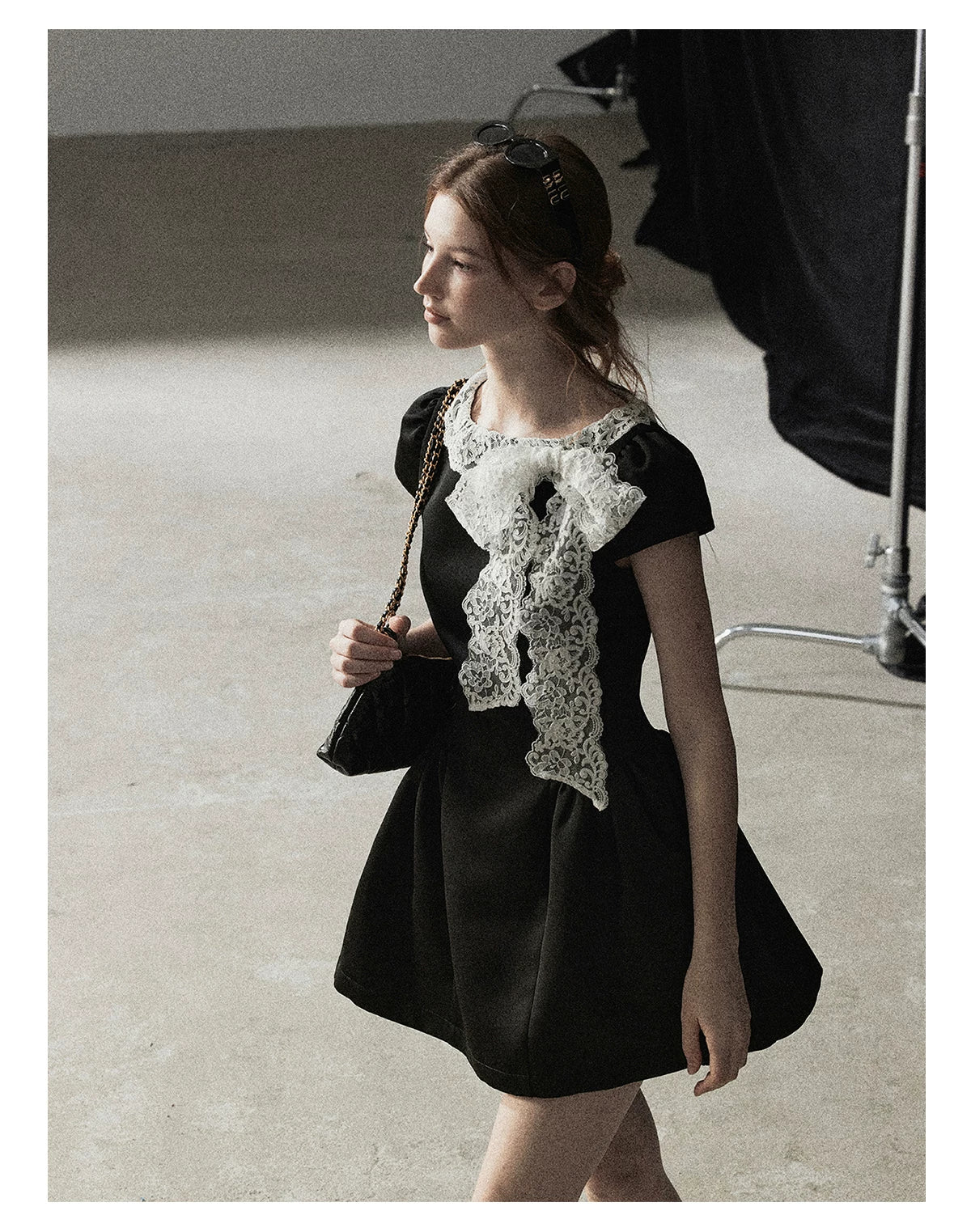"A River Woven by Moonlight" Rich Black Lace Cocktail Mini Dress