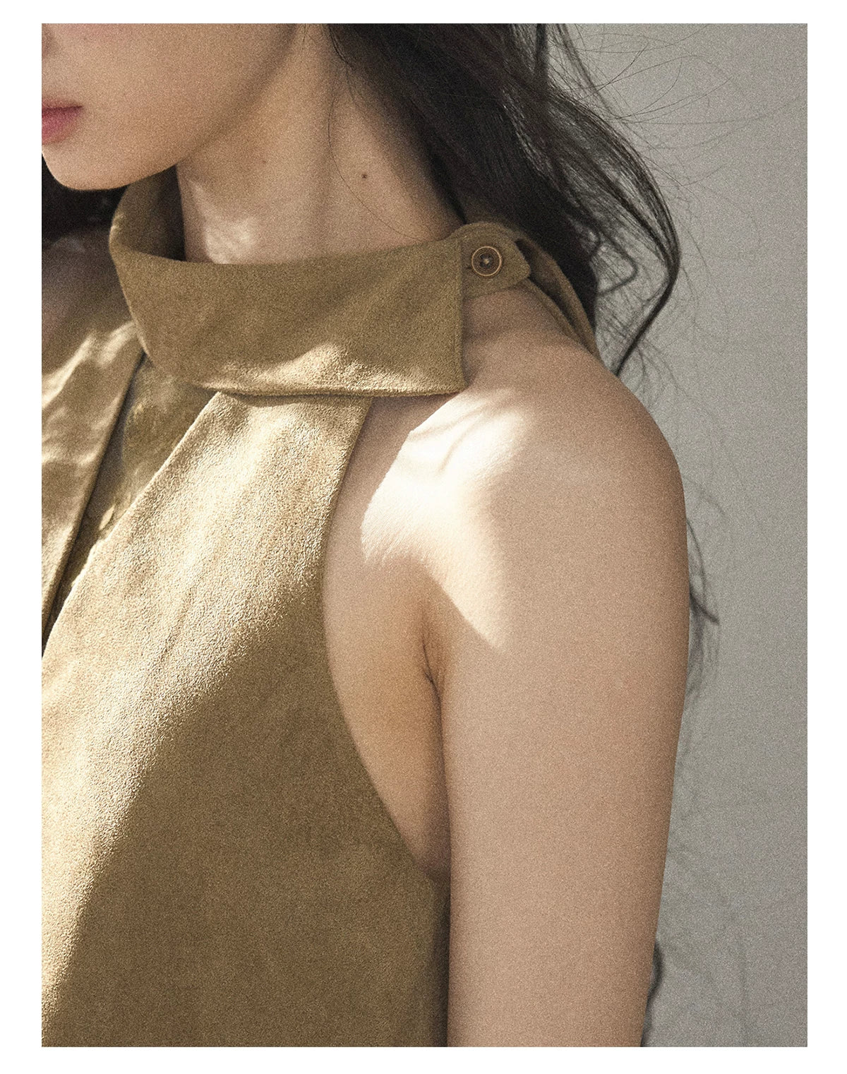 AOMALM - "The Veins of Leaves" Oatmeal French Faux Suede Top & Shorts Set