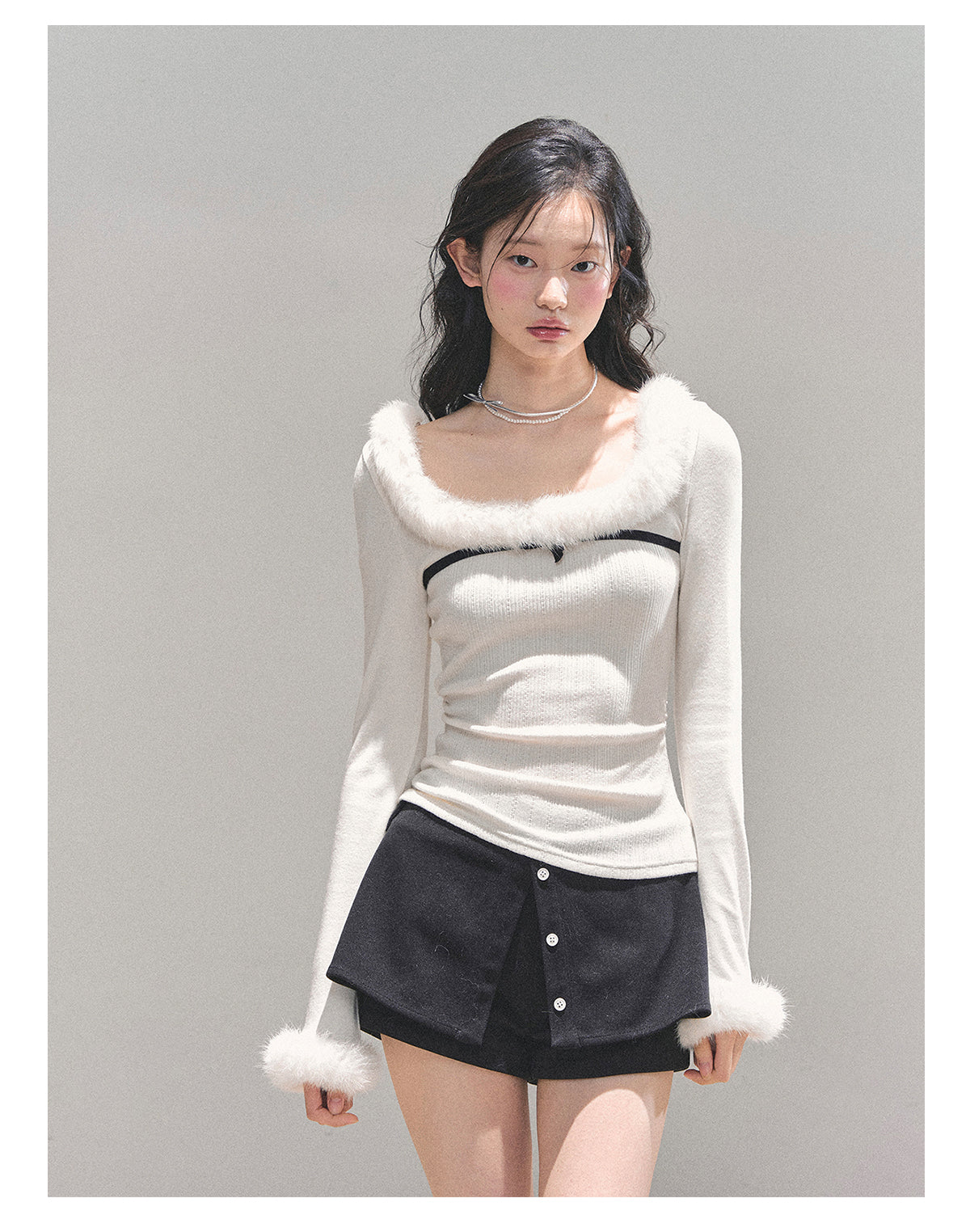 少也眼 “Hidden in Moonlight” Plush-Knit Winter Tee 84513541