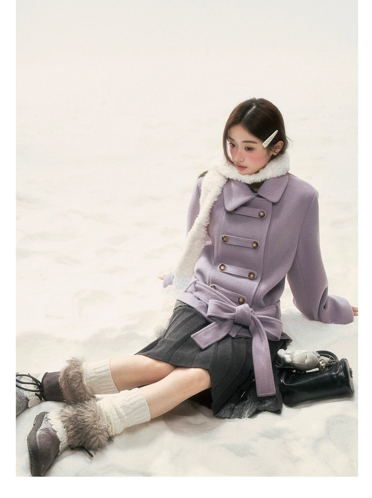 BIBIBENCY - Purple Napoleon Wool-Blend Coat