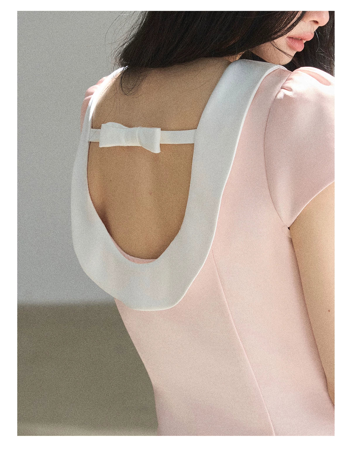 "First Bloom" Pink Mist Satin Puff Mini Dress
