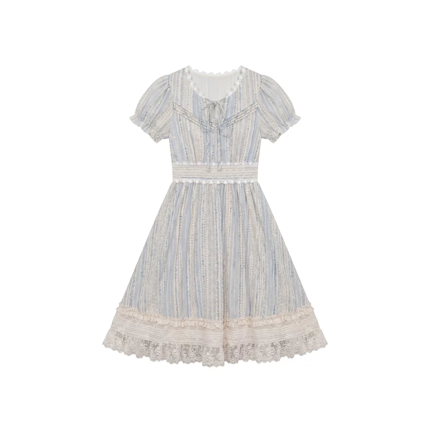 “Forest Dream Weave” Blue Lace Embroidered Maxi Dress