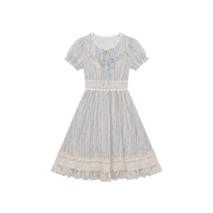 “Forest Dream Weave” Blue Lace Embroidered Maxi Dress
