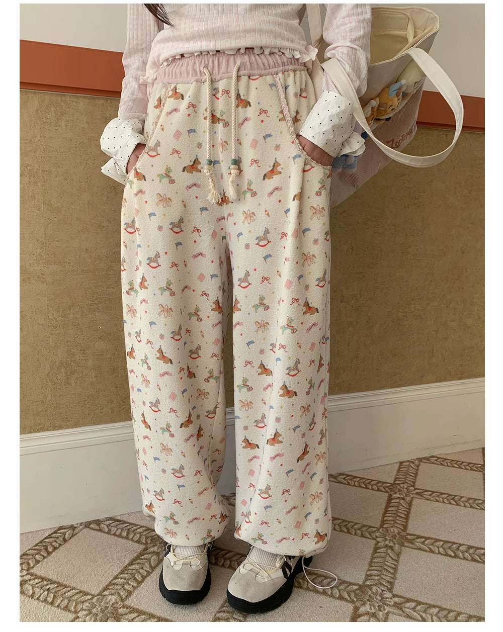 “Dream Pony Picnic” Apricot Pony Print Lounge Pants