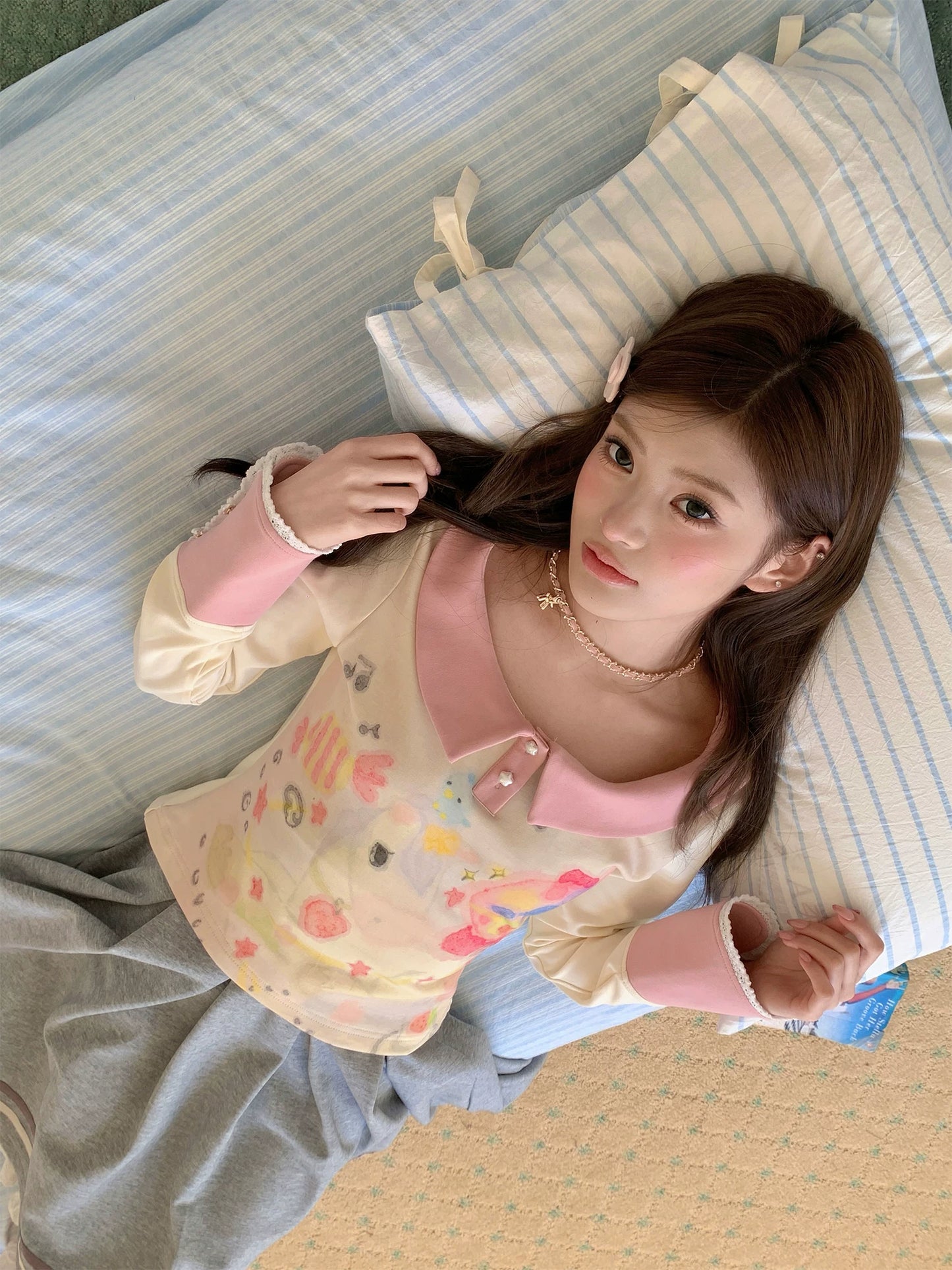 “Spring Palette Reverie” Apricot Cropped Knit Top