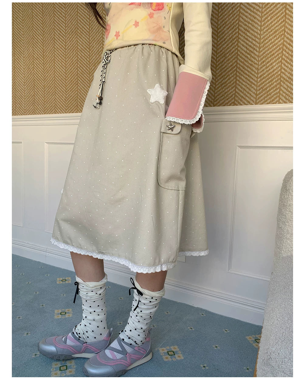 “Spring Palette Reverie” Apricot Cropped Knit Top