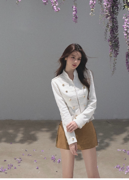 OAKMOO/ Napoleon-Style Fitted Cotton Jacket
