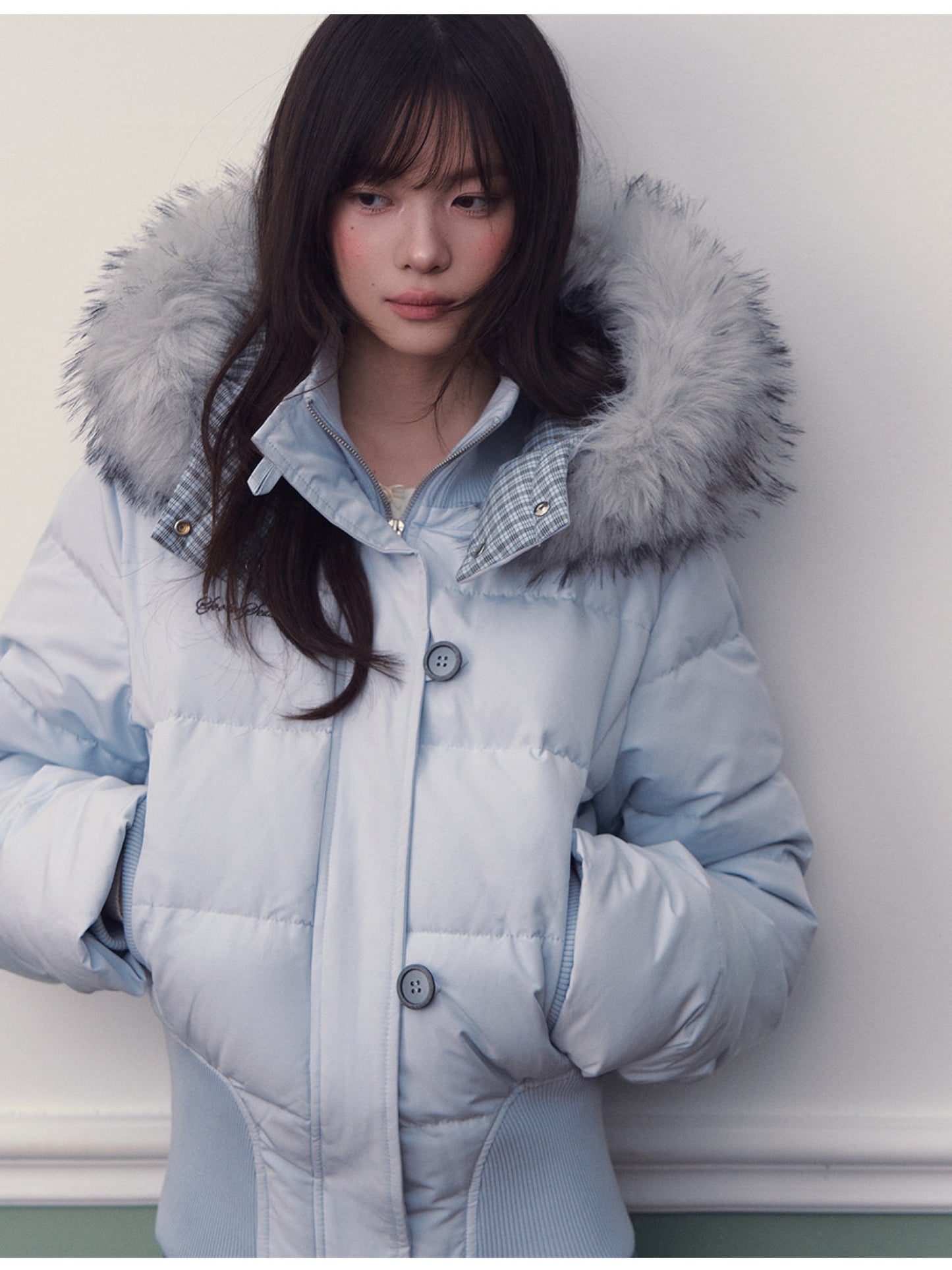 Soote Season - Glacier Blue City Sport Cinched-Waist Short Down Jacket