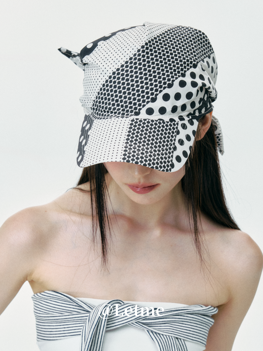 Polka Dot Color-Block Headscarf Cap – Korean Style Baseball Hat